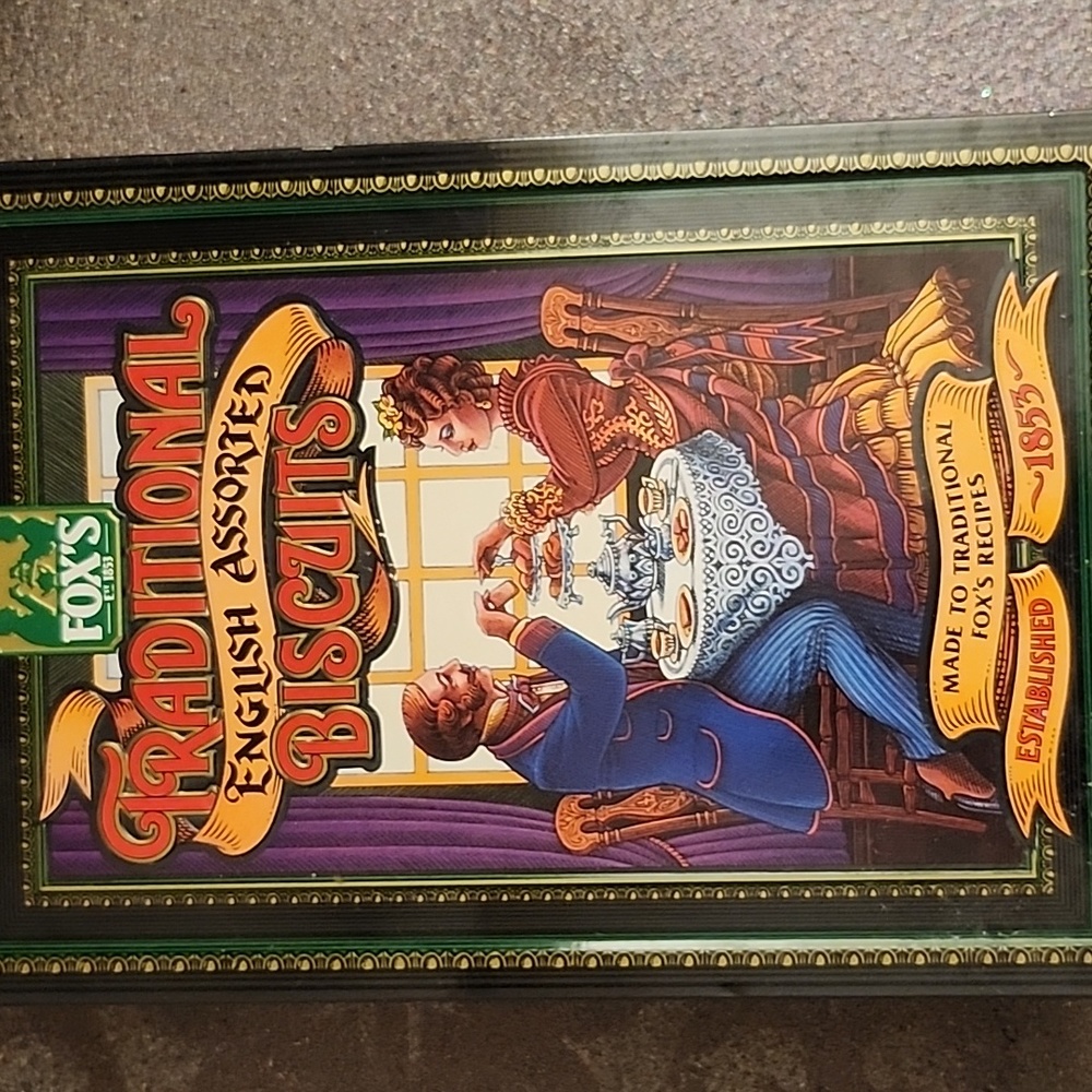 Vintage fox's biscuits tin